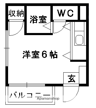 熊本県熊本市中央区 3階建 築30年(ワンルーム/2階)の間取り写真