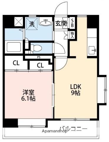 VINCENTE黒髪(1LDK/3階)の間取り写真
