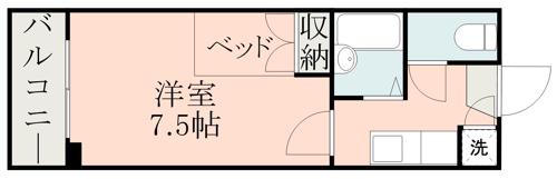 ヴェルドール水前寺(1K/2階)の間取り写真