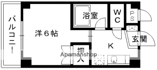 カミニート(1K/4階)の間取り写真