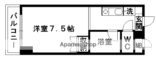 リベルテ水前寺北(ワンルーム/9階)の間取り写真
