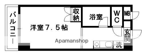 リベルテ水前寺北(ワンルーム/1階)の間取り写真