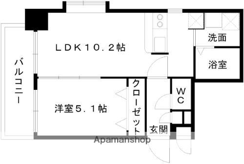 ヒーローマンション九品寺(1LDK/3階)の間取り写真