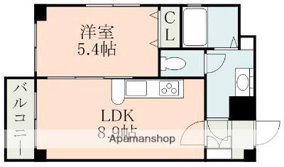 ラ・シック熊本駅前(1LDK/4階)の間取り写真