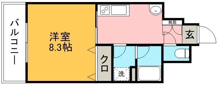 サテンドール黒髪(1K/2階)の間取り写真