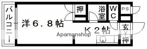 コート黒髪(ワンルーム/4階)の間取り写真
