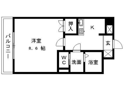 パークサイド島崎(1K/3階)の間取り写真
