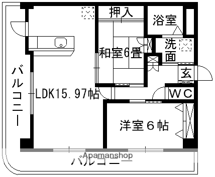グランフィーネ新土河原(2LDK/3階)の間取り写真