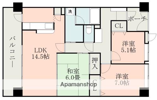 エイルヴィラ上通サンアベニュー(3LDK/2階)の間取り写真