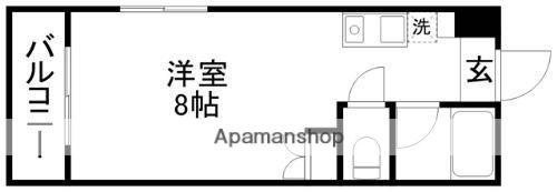 ハウベスト1番館上熊本(ワンルーム/6階)の間取り写真