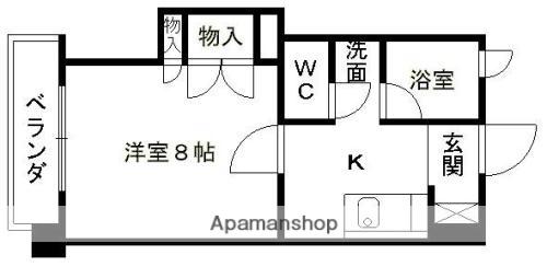 保田窪プラザマンション(1K/2階)の間取り写真