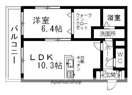 ヴィーナスヒルズ近見(1LDK/1階)の間取り写真