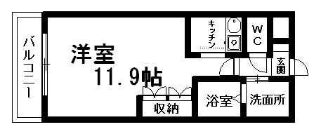 グレイスヴィラPK(1K/1階)の間取り写真