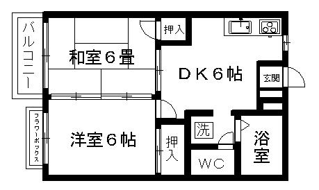 エステートT.D(2DK/1階)の間取り写真