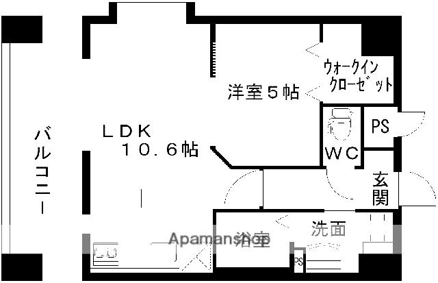 レジディア熊本辛島(1LDK/7階)の間取り写真