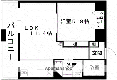 レジディア熊本辛島(1LDK/12階)の間取り写真