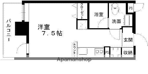 レジディア熊本辛島(ワンルーム/13階)の間取り写真