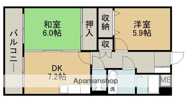 第3甲斐田ハイツ(1LDK/6階)の間取り写真