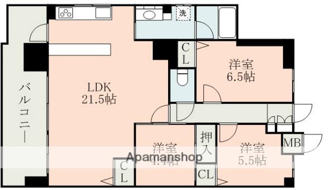 アルファステイツ熊本駅前(3LDK/4階)の間取り写真