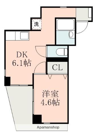 Mビル(1DK/1階)の間取り写真