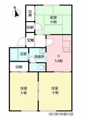 KNジャンクションB棟(3K/1階)の間取り写真