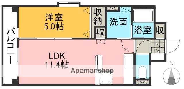 キャッスル山崎町(1LDK/3階)の間取り写真