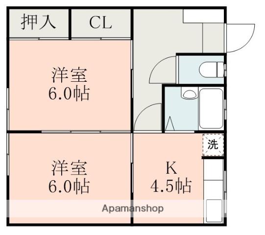 口ノ坪アパート(2K/2階)の間取り写真
