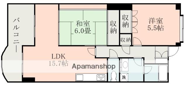 UCレジデンス小沢町(2LDK/5階)の間取り写真