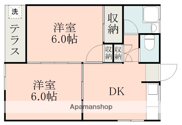 古閑ハイツ(2DK/1階)の間取り写真