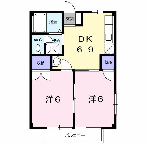 ヴェルドミール野田Ⅱ(2DK/2階)の間取り写真
