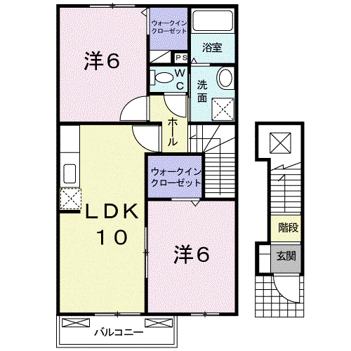 メゾン・ド・セリーヌA(2LDK/2階)の間取り写真