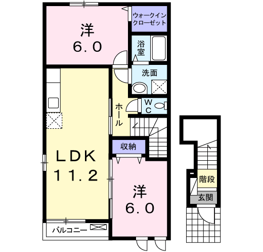 サンガーデン・エクレールB(2LDK/2階)の間取り写真
