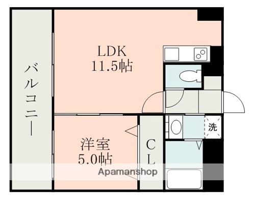 S-FORT熊本呉服町(1LDK/5階)の間取り写真