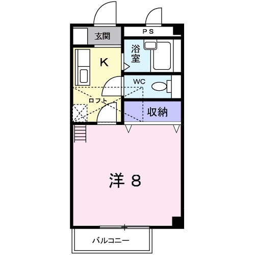 サンシャインハイツ(1K/2階)の間取り写真