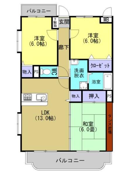 エトワール南台II(3LDK/4階)の間取り写真