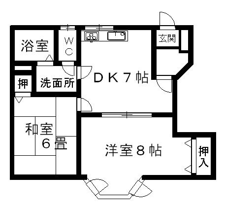 ドエール405(2DK/1階)の間取り写真