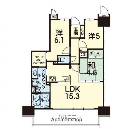 サーパス熊本駅前レジデンス(2LDK/11階)の間取り写真