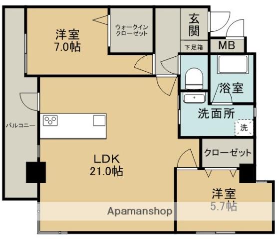シャンテ春日(2LDK/2階)の間取り写真