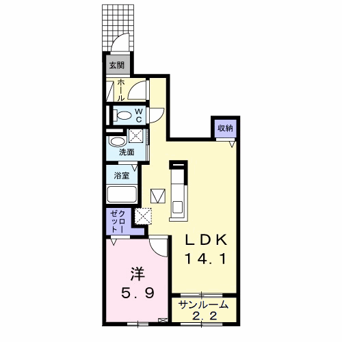 メゾン・ド・ショコラ(1LDK/1階)の間取り写真
