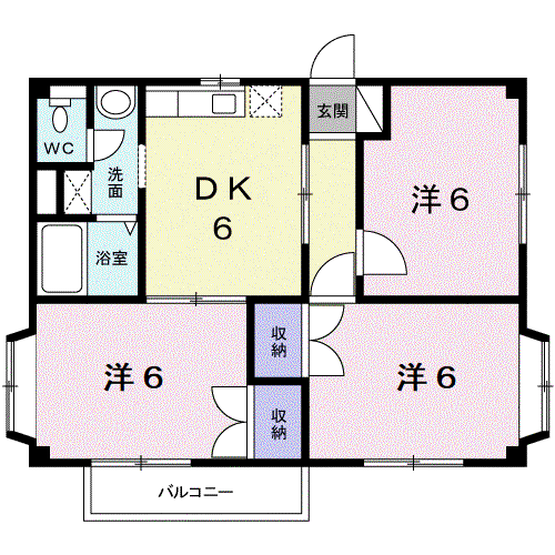 リバーサイドK(3DK/2階)の間取り写真
