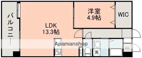 プライマル熊本慶徳(1LDK/4階)の間取り写真