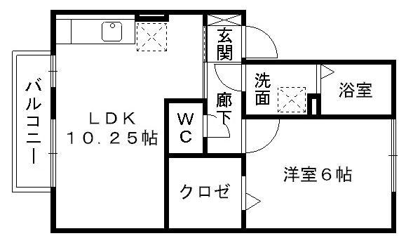 ウィルモア刈草 A棟(1LDK/2階)の間取り写真