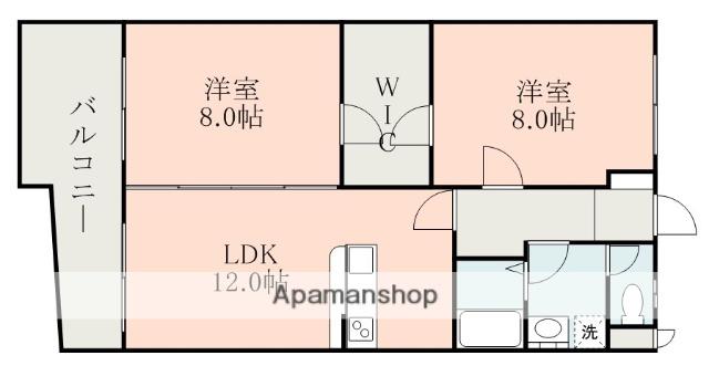 レックスフォート北熊本(2LDK/5階)の間取り写真