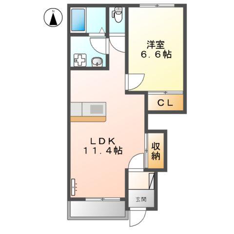 コンフォルト・パレスB棟(1LDK/1階)の間取り写真