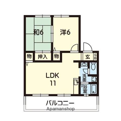 セピアコートB(2LDK/2階)の間取り写真