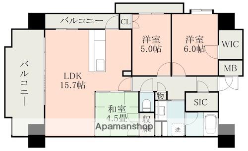 サンパーク熊本駅東テラス(3LDK/6階)の間取り写真