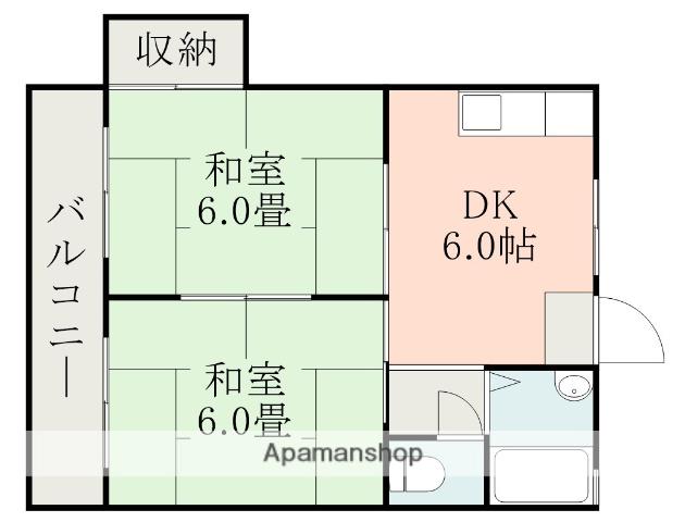 スカイハイツ(2DK/1階)の間取り写真