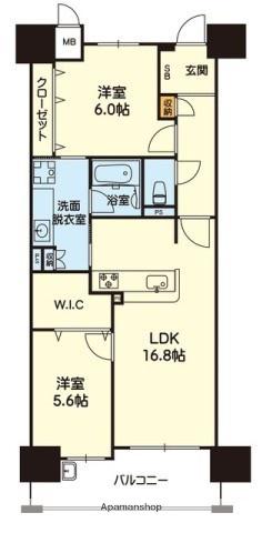 アルファステイツ熊本駅東(2LDK/4階)の間取り写真