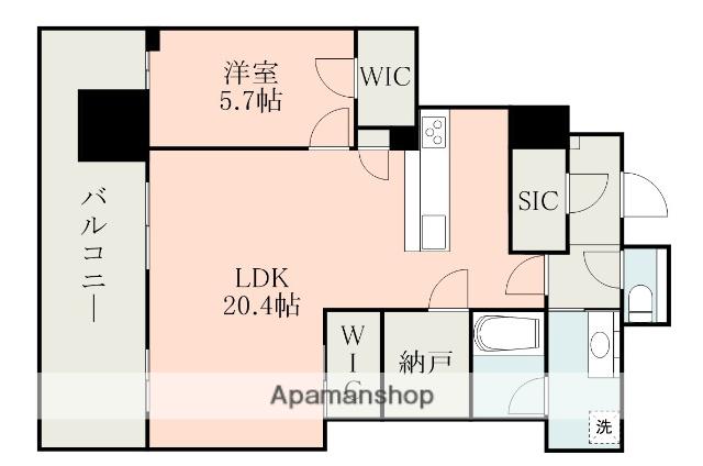 MJR熊本ザ・タワー(1LDK/21階)の間取り写真