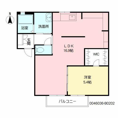 モダニティ八分字B棟(1LDK/2階)の間取り写真